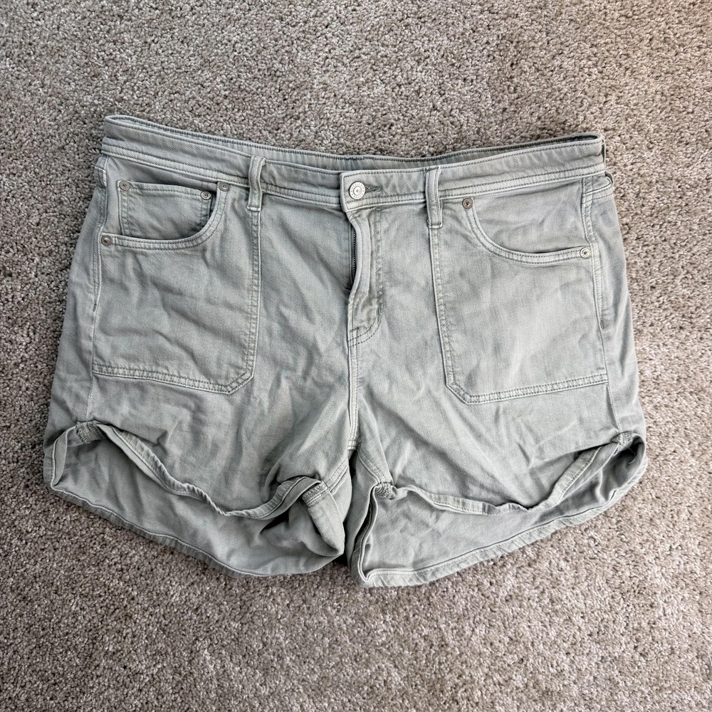 American Eagle Utility Shorts Womens 16 Green Twill Stretch Summer Relaxed